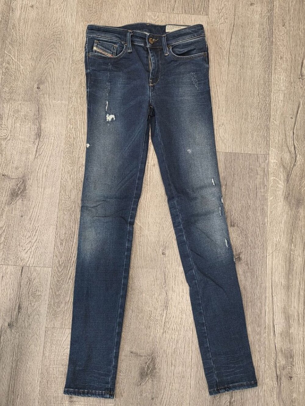 Diesel Womens Slim Skinny Stretch Jeans W25 L30 Medium Wash Distressed Denim